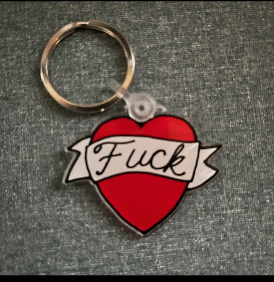 F*ck Tattoo Heart Keychain