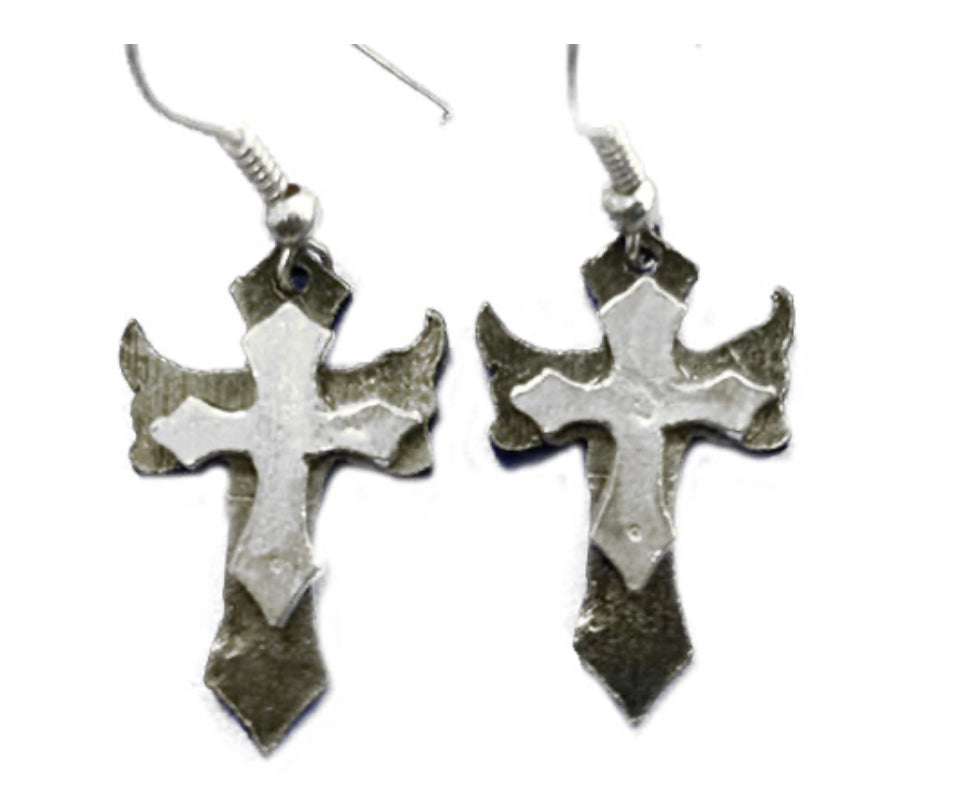 Gothic Cross Pewter earrings